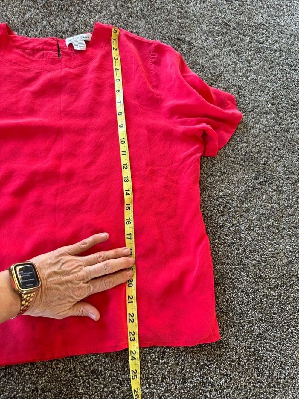 Art de Chine XL Women's Short-Sleeve Blouse 100% Silk Red Blouse - Picture 7 of 7